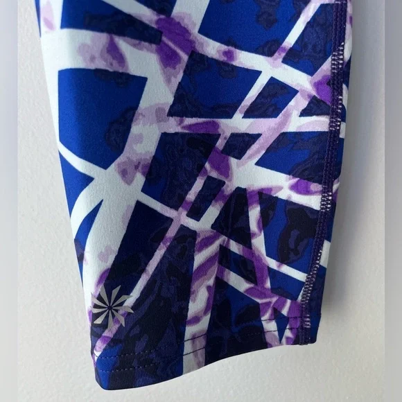Athleta womens XS white sport bra and purple geometric Capri leggings bundle set - Picture 13 of 16